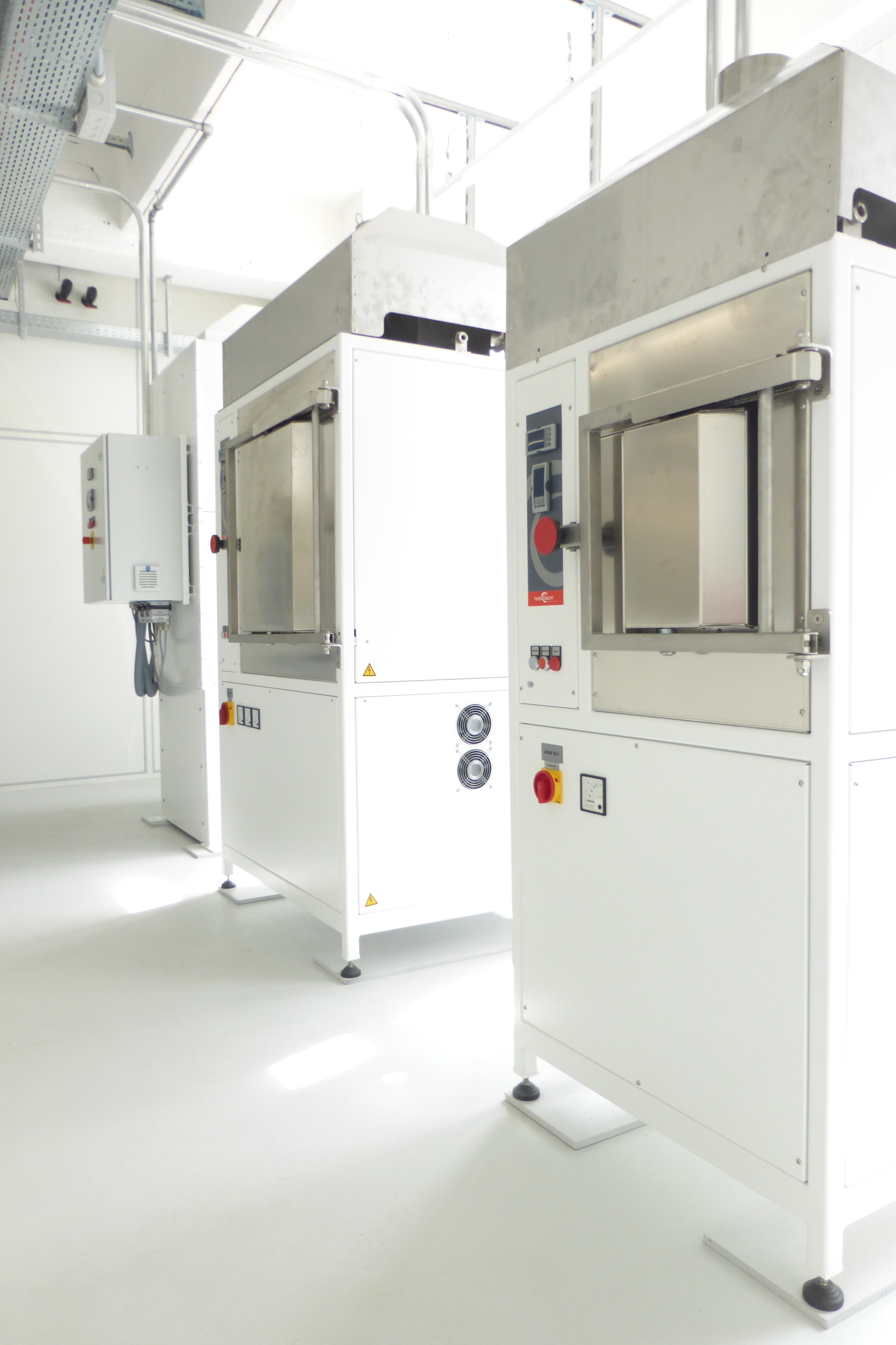 Three different sintering furnaces side by side